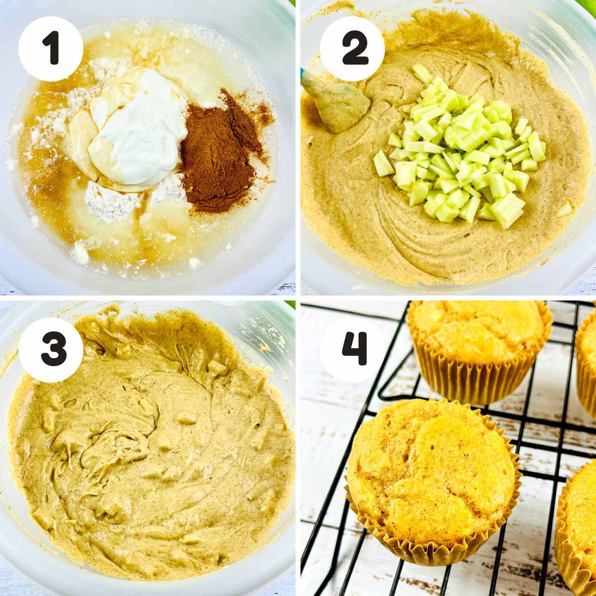Steps to make the cupcakes.