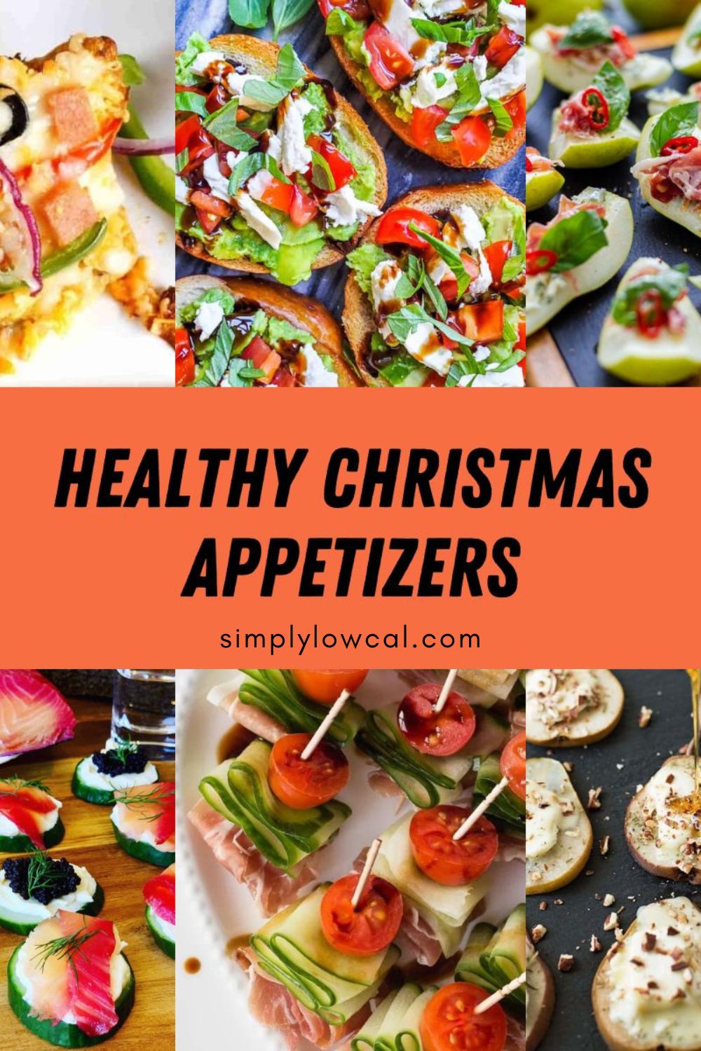 Pinterest pin of healthy Christmas appetizers.