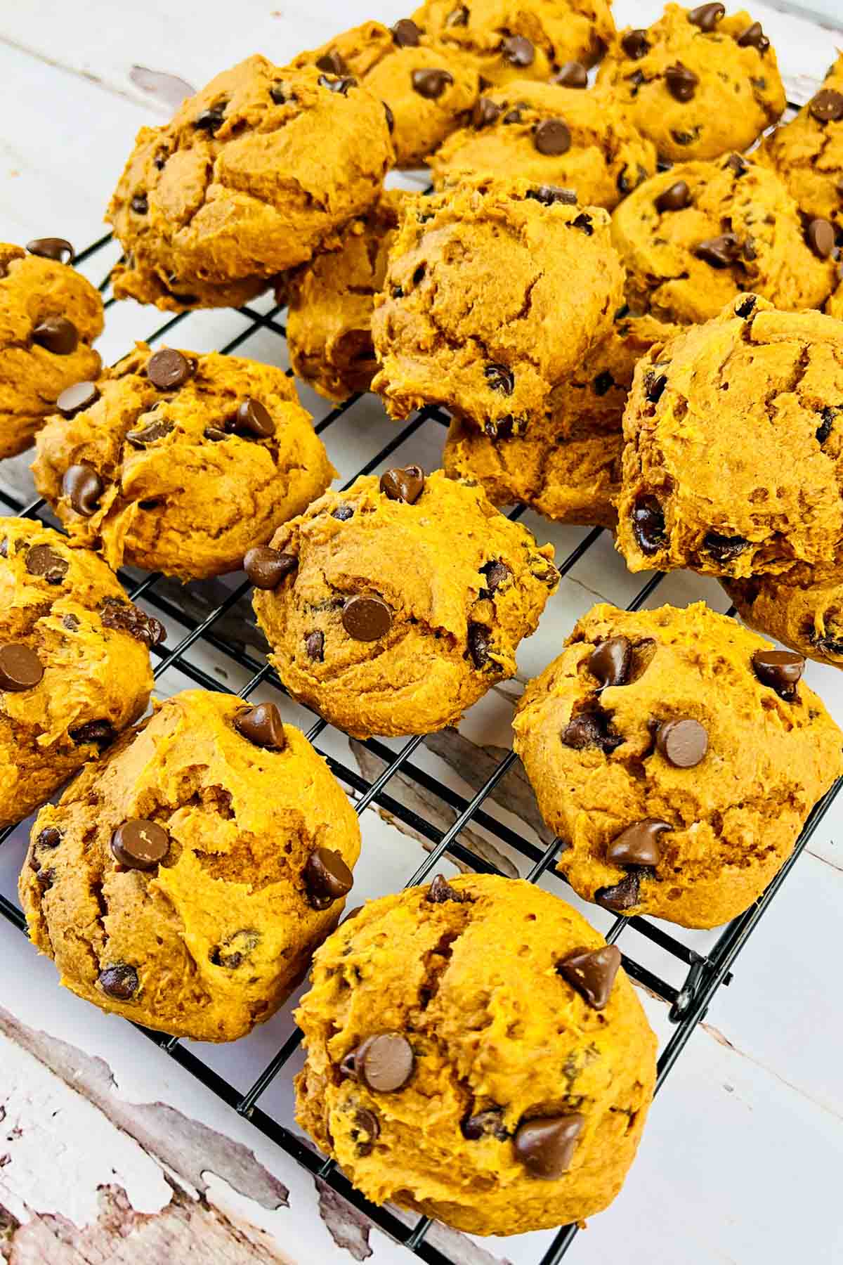 Cookies on a cooling rack.