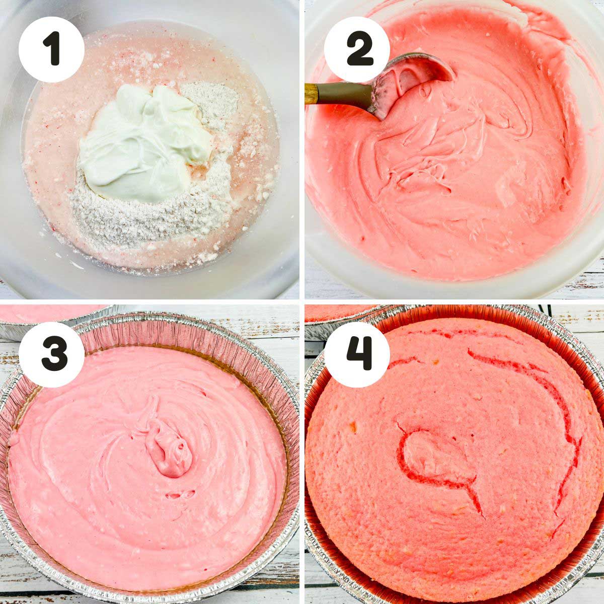 Steps to make the strawberry cake.