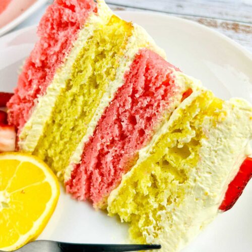 strawberry lemon layer cake thumbnail picture.