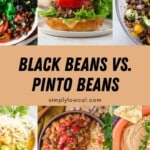 Pinterest pin of black beans vs pinto beans.