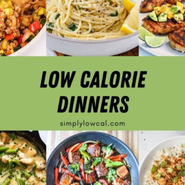 Pinterest pin of low calorie dinners.