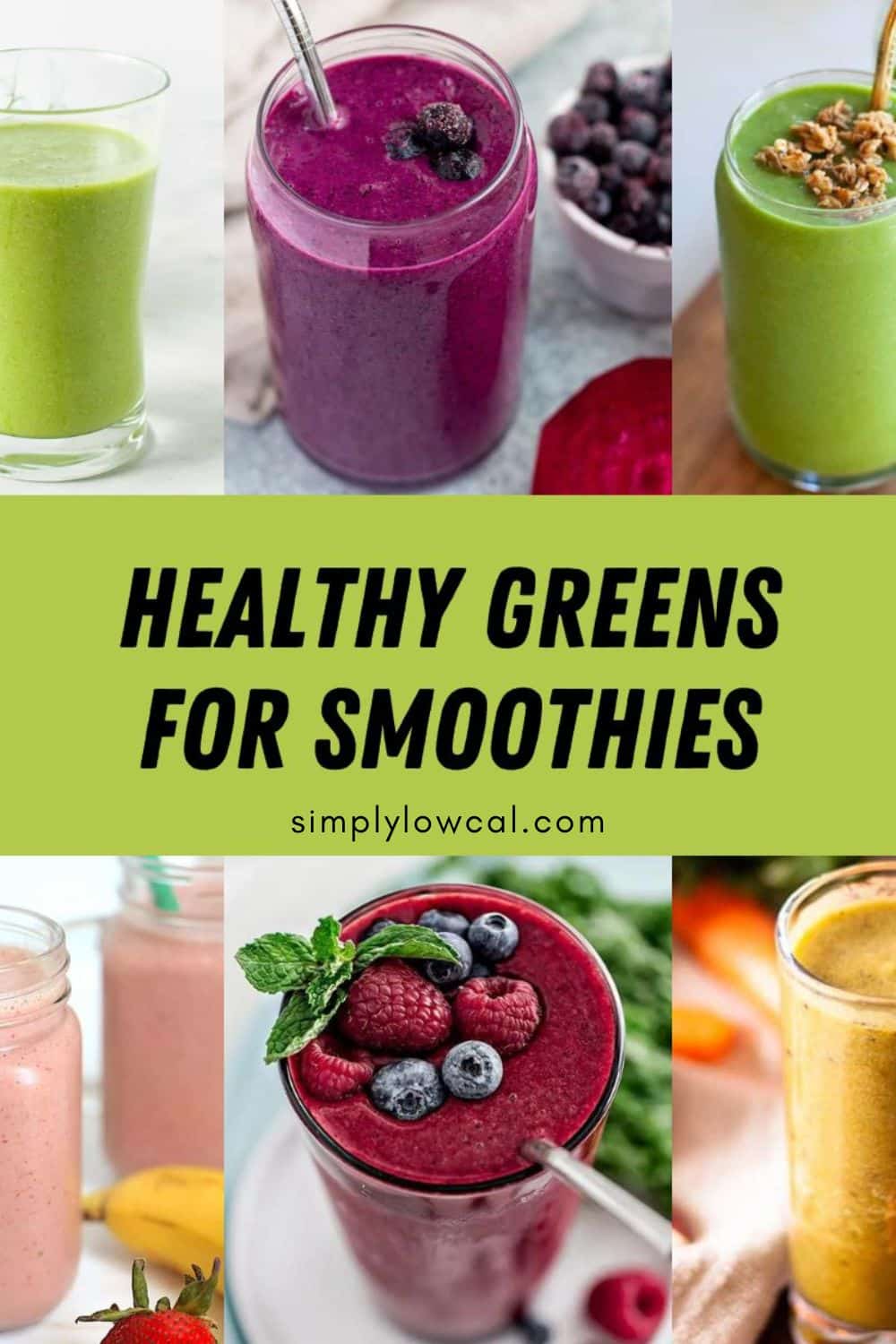 Pinterest pin of healthy greens for smoothies.