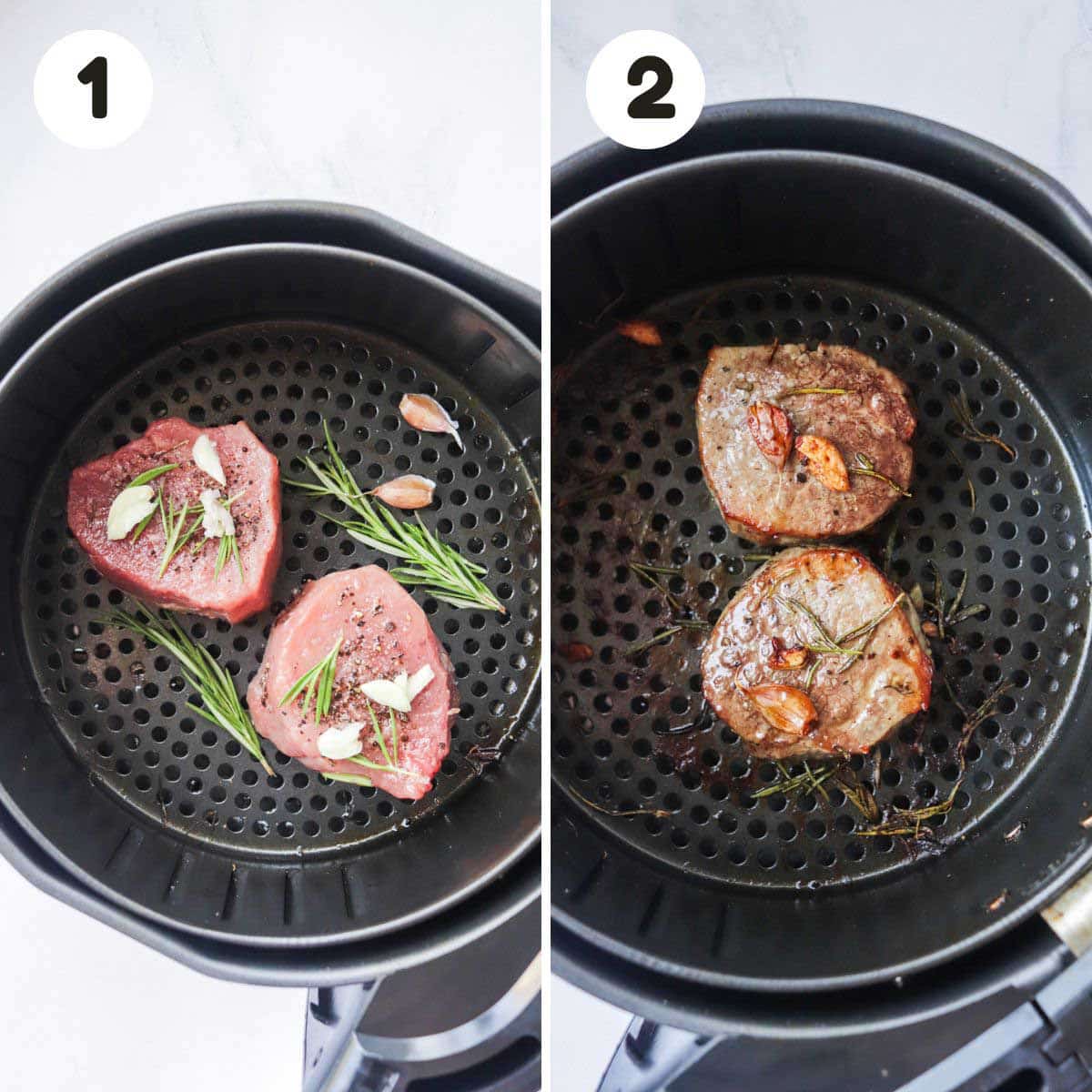 Steps to make the filet mignon.