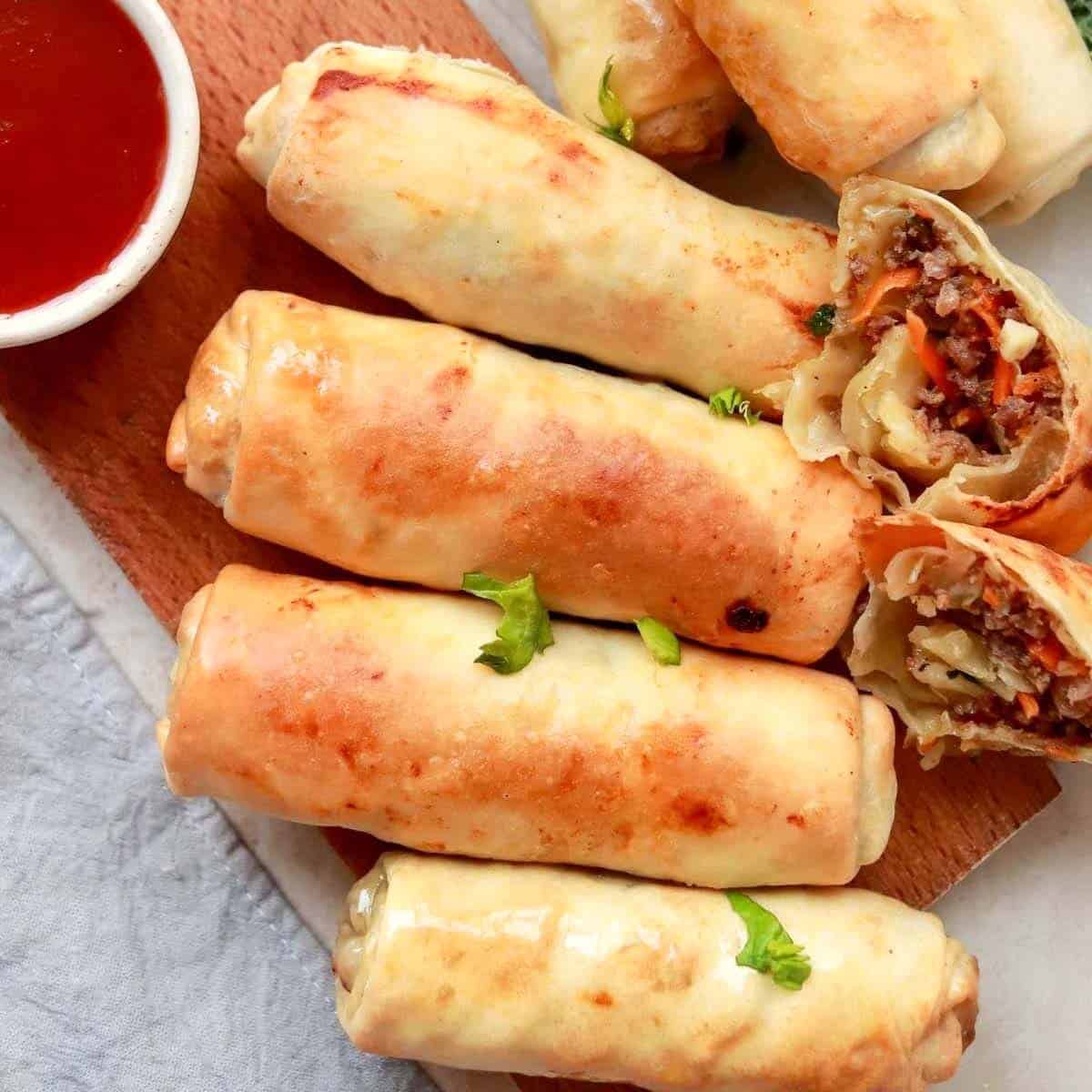 Thumbnail of air fryer pork egg rolls.