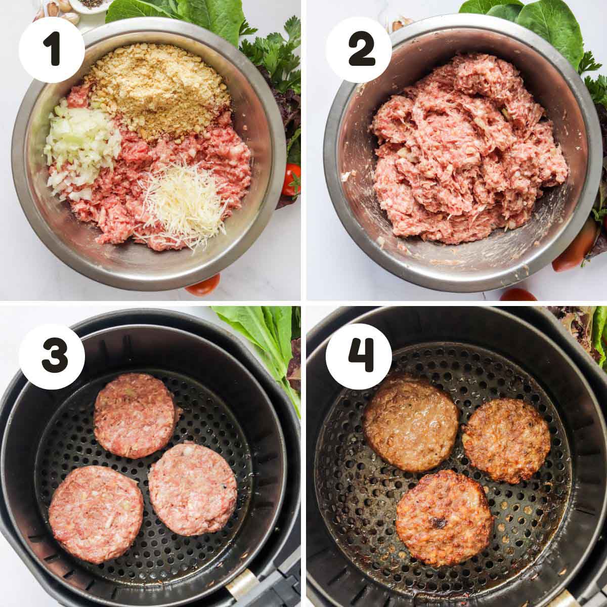 Steps to make the turkey burgers.