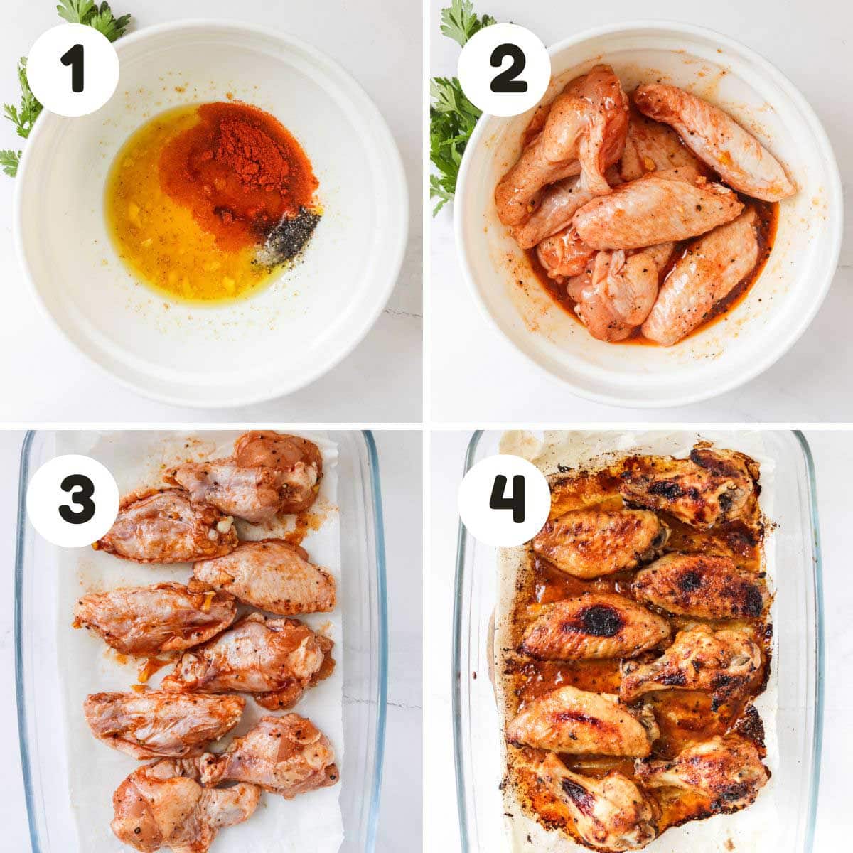 Steps to make the chicken wings.