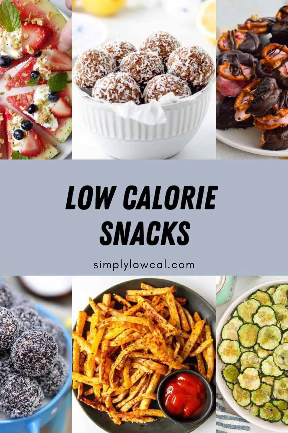 Low calorie snacks pin.