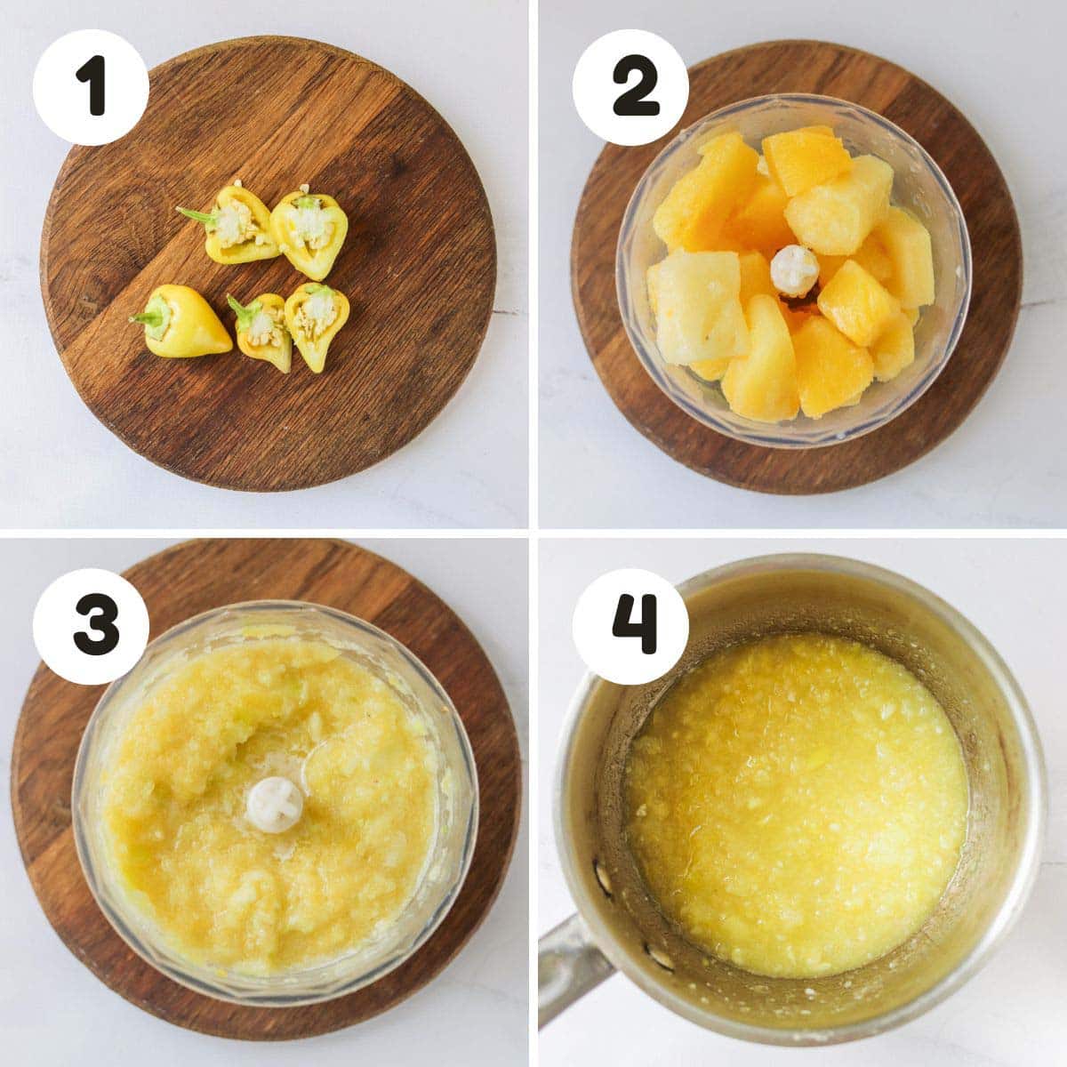 Steps for making the pineapple sauce.