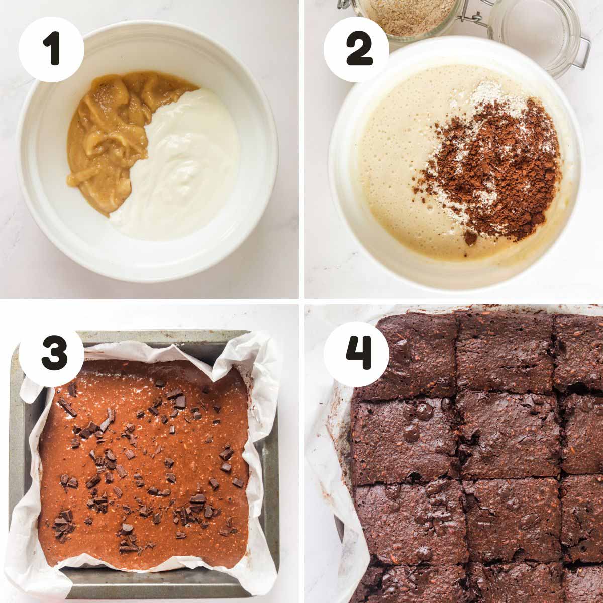 Steps to make the brownies.