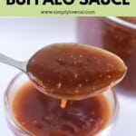 Pinterest pin of low calorie buffalo sauce.