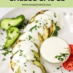 Pinterest pin of low calorie cheese sauce.