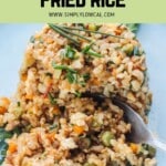 Pinterest pin of low calorie fried rice.