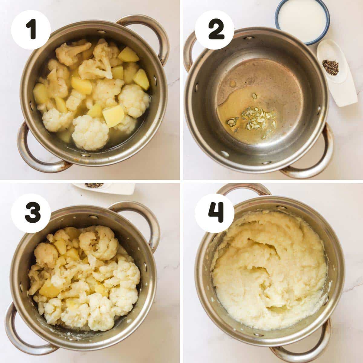 Steps to make the mashed potatoes.