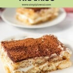 Pinterest pin of low calorie tiramisu.