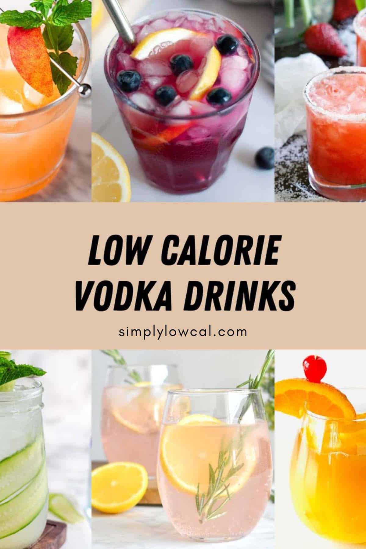 Pinterest pin of low calorie vodka drinks.