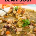 Pinterest pin of low calorie bean soup.