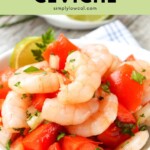 Pinterest pin of low calorie ceviche.