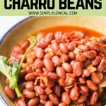 Pinterest pin of low calorie charro beans.