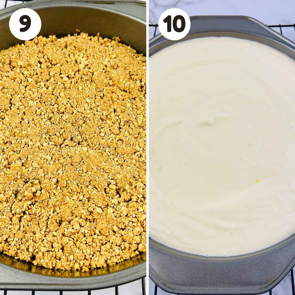 Steps to bake the cheesecake.