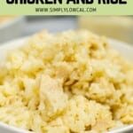 Pinterest pin of low calorie chicken and rice.