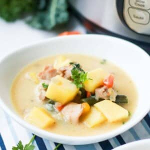 Thumbnail of low calorie chicken pot pie soup.