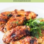 Pinterest pin of low calorie chicken wings.