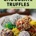Pinterest pin of low calorie chocolate truffles.