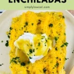 Pinterest pin of low calorie enchiladas.