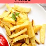 Pinterest pin of low calorie fries.