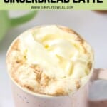 Pinterest pin of low calorie gingerbread latte.