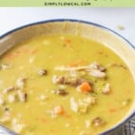 Pinterest pin of low calorie ham and bean soup.