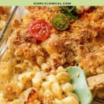 Pinterest pin of low calorie mac and cheese.