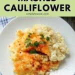 Pinterest pin of low calorie mashed cauliflower.