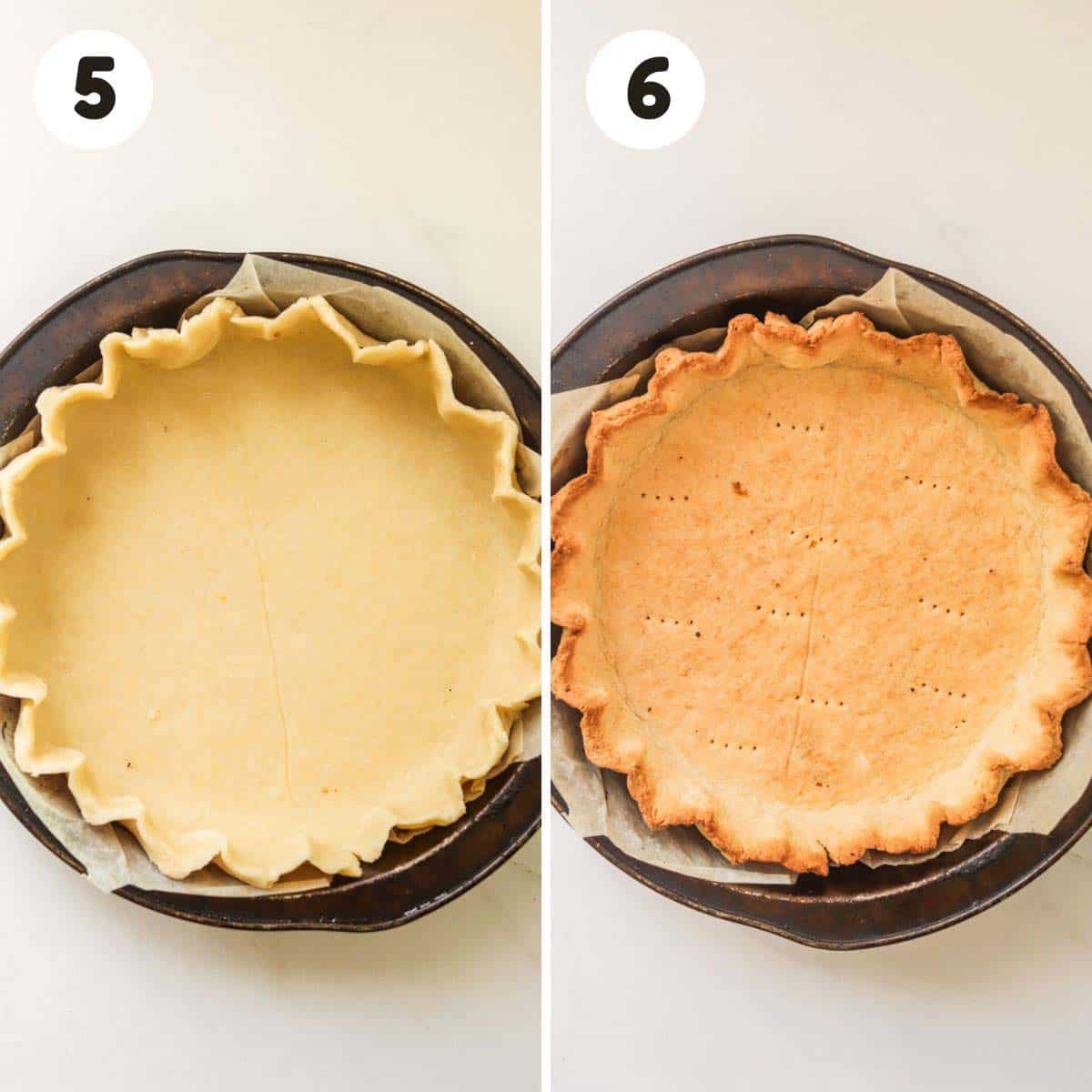 Steps to bake the pie crust.