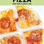 Pinterest pin of low calorie pizza.