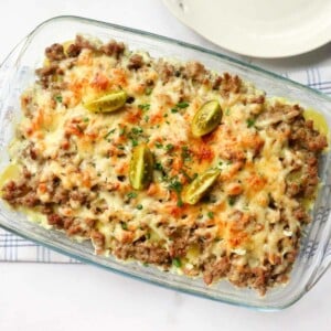 Thumbnail of low calorie sausage and potato casserole.