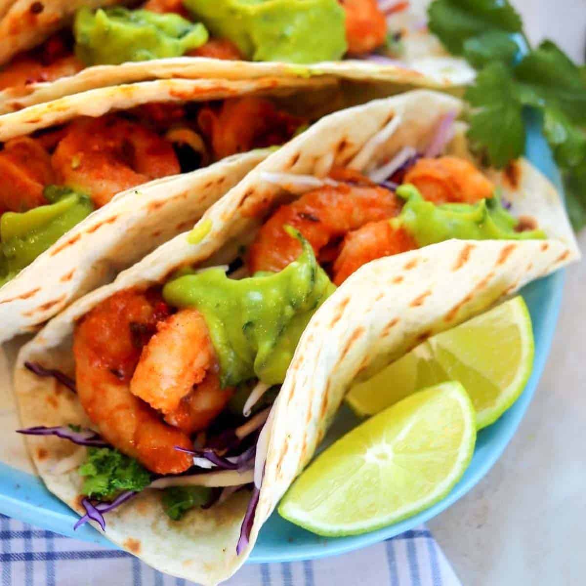 Thumbnail of low calorie shrimp tacos.