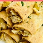 Pinterest pin of low calorie taquitos.