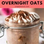 Pinterest pin of low calorie tiramisu overnight oats.