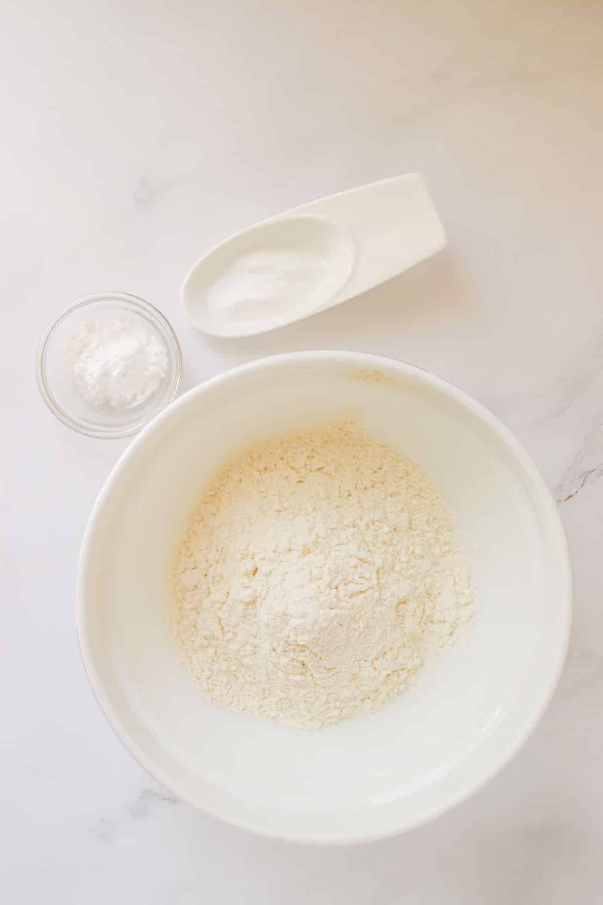 Dry ingredients in a bowl.