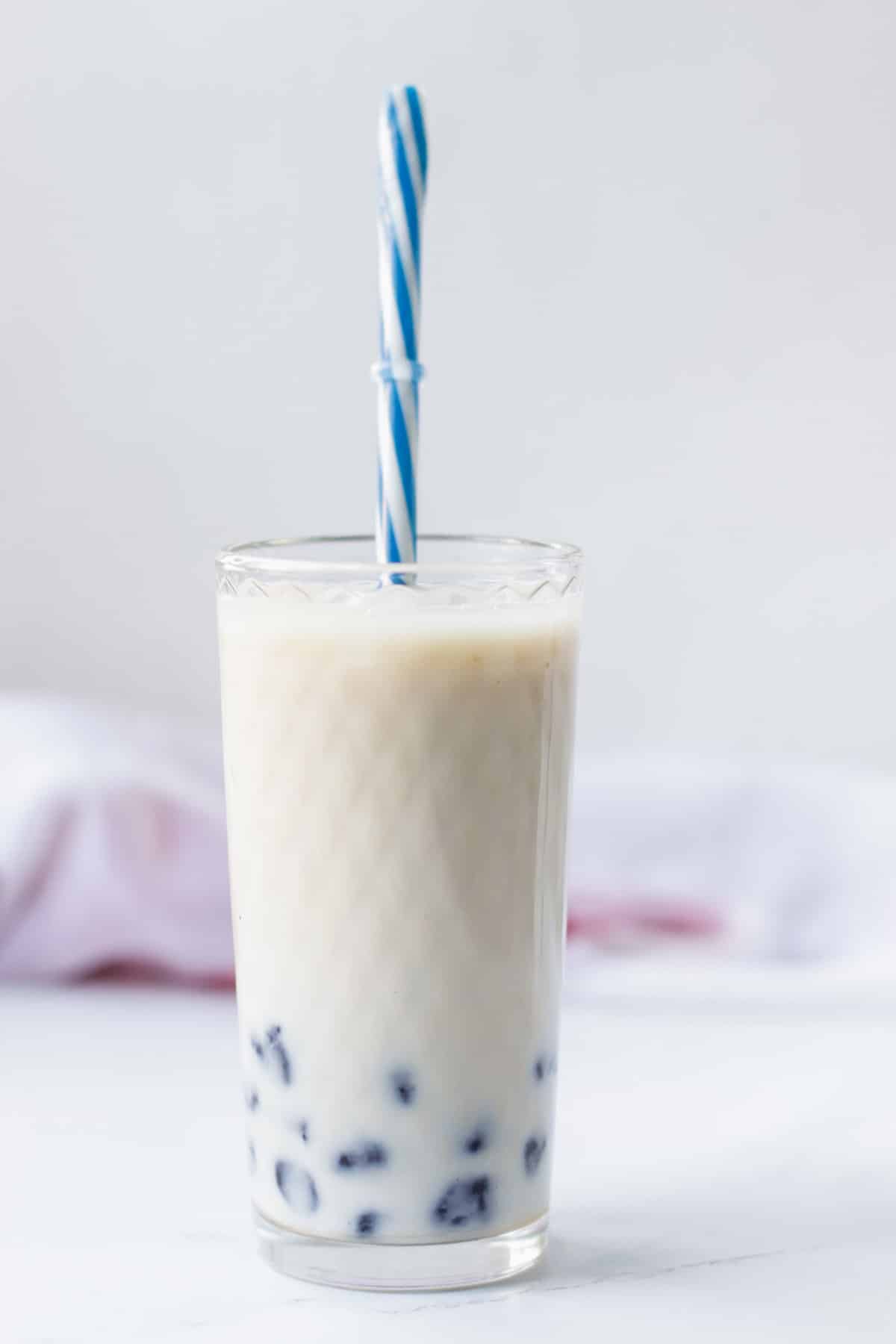 Bubble tea in a glass.