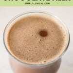 Pinterest pin of low calorie chocolate milk.