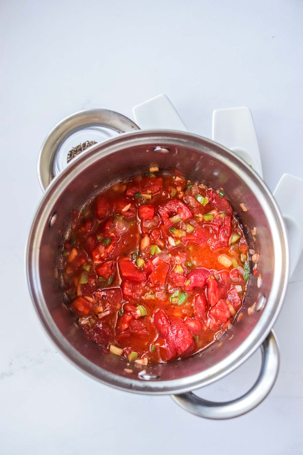 Salsa in a pot.