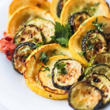 Slices of squash stacked on each other.