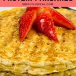 Pinterest pin of low calorie protein pancakes.