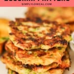 Pinterest pin of zucchini fritters.