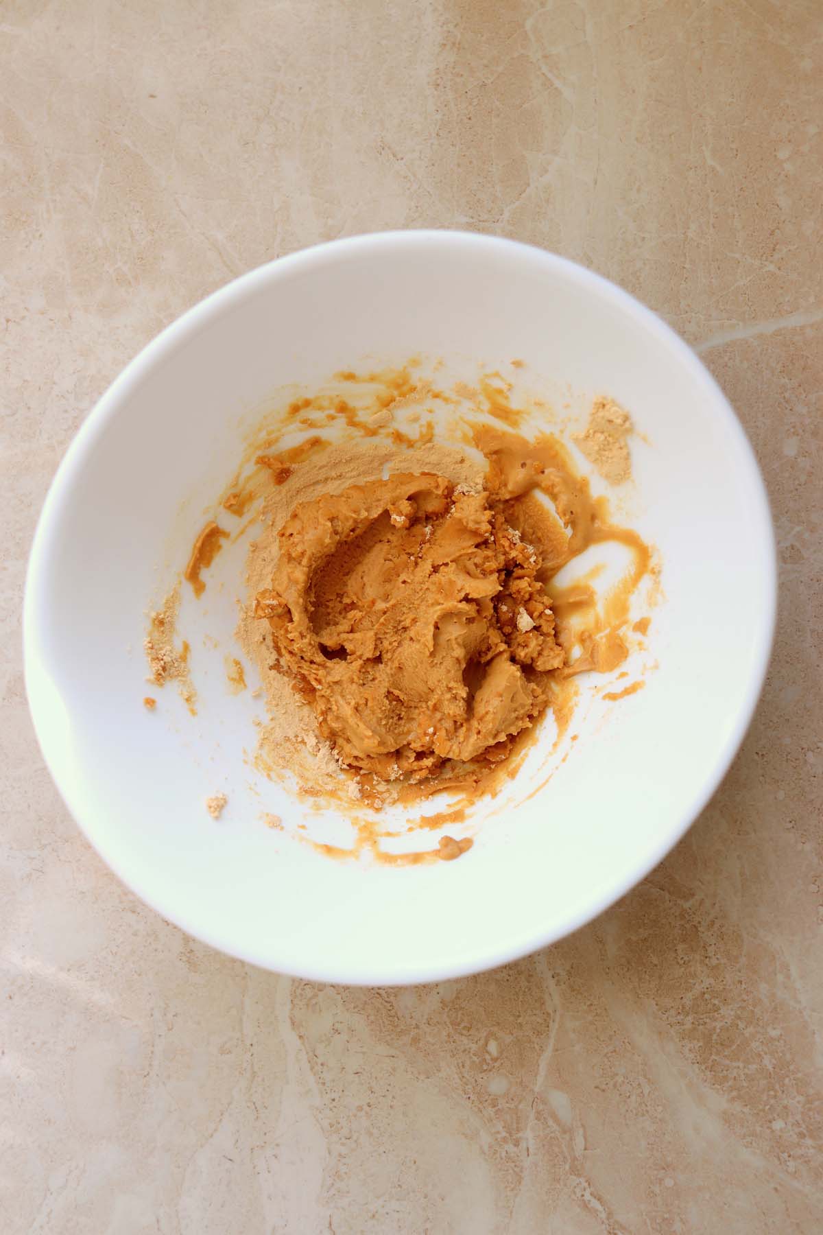 Peanut butter powder and water mixed together.