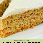 Pinterest pin of low calorie carrot cake.